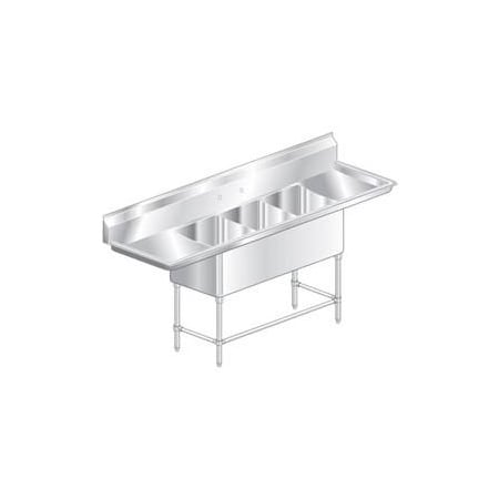 Aero Aero Manufacturing Company Three Bowl Aerospec SS NSF Sink, Two 36'W Drainboards 2F3-2424-36LR